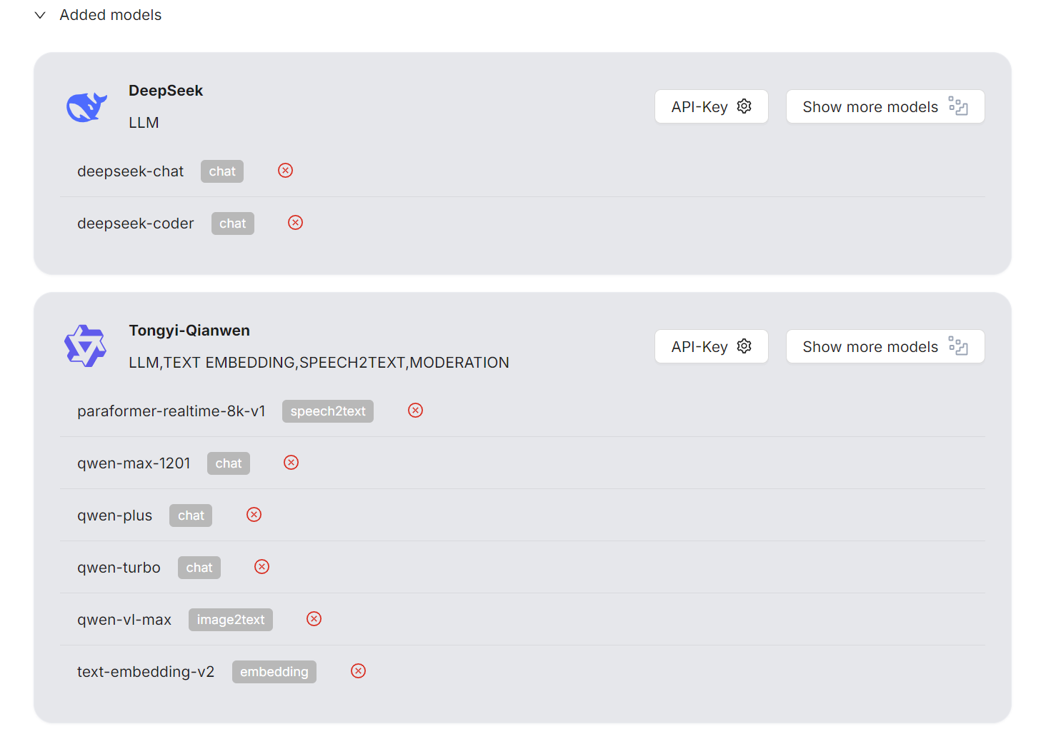 added available models
