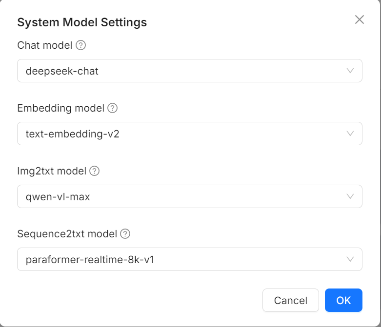 system model settings